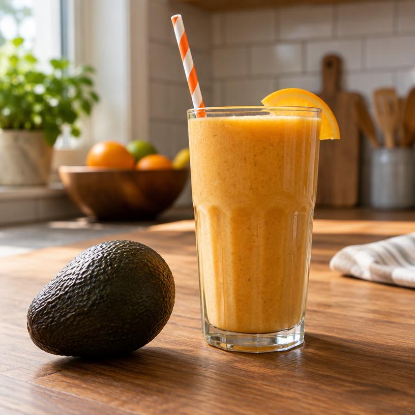 Avocado and a glass of the natural recipe